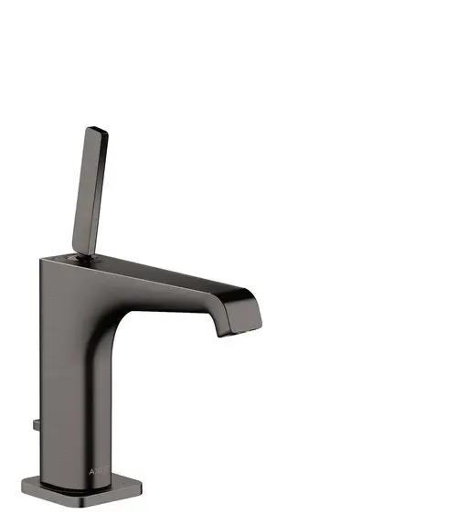 Waschtischmischer von AXOR mit einem seitlichen Hebel, in Brushed Black Chrome, zur Steuerung des Wasserflusses und -durchflusses, geeignet für Badezimmeranwendungen.